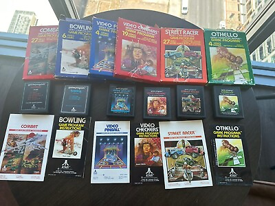 #ad Lot of 6 Complete in Box Atari 2600 Games Street Racer Combat Bowling Othello $50.00