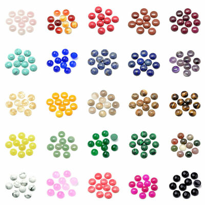 #ad 50pcs 6 8 10 12 14 16mm Flat Back Stone Cabochons Round Smooth Dome Cameos Tiles $13.17