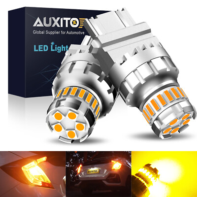 #ad AUXITO 3157 LED Turn Signal Light Bulbs Amber CANBUS Anti Hyper Flash Error Free $12.91