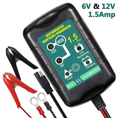 Smart Portable Car Battery Charger 12 Volt Atv Deep Cycle Agm Battery Maintainer $19.89