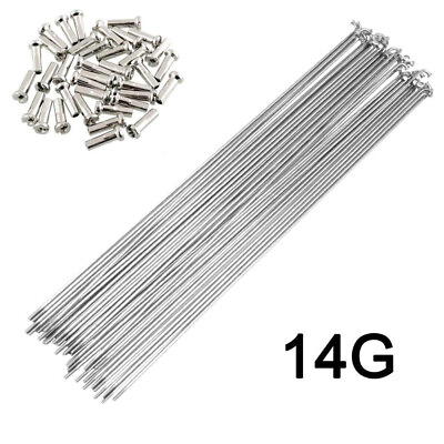 #ad 10x 14G Bicycle Spokes With Nipples Stainless Steel MTB Road Bike High Strength. $9.64