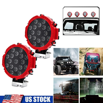 #ad Pair 7 Inch LED Pods Work Light Bar Round Driving Fog Headlight Truck Off Road $32.20