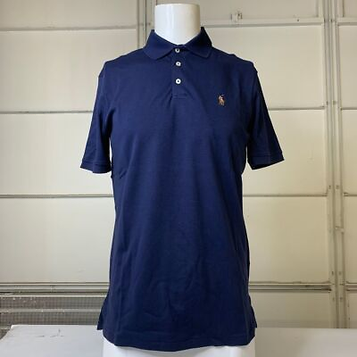 #ad POLO RALPH LAUREN Soft Cotton Polo Shirt All Fits Men#x27;s Size S Navy $66.50