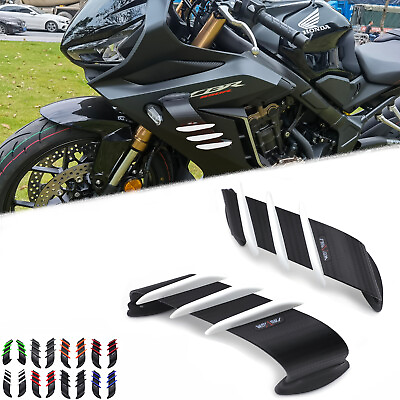 #ad 2Pcs Motorcycle Body Parts Winglets Air Deflector Fairing Side Wing Spoiler Trim $99.55
