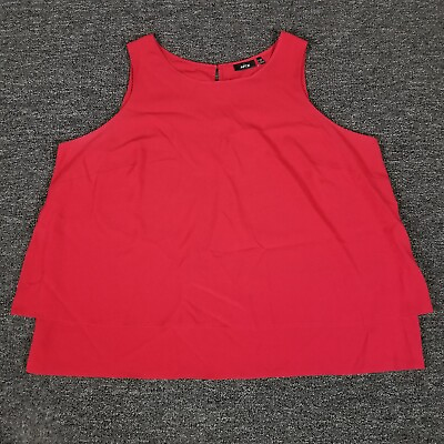 #ad Womens Top 2X Red Layered Tank Blouse Valentines Day Casual Sleeveless Pullover $11.99