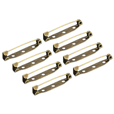 #ad 150Pcs Safety Bar Pins 35mm Brooch Clasp Pin Backs for ID Badges Bronze Tone $15.24