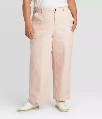 #ad Size 12 Universal Thread Women#x27;s High Rise Wide Leg Cropped Jeans Pink $20.00