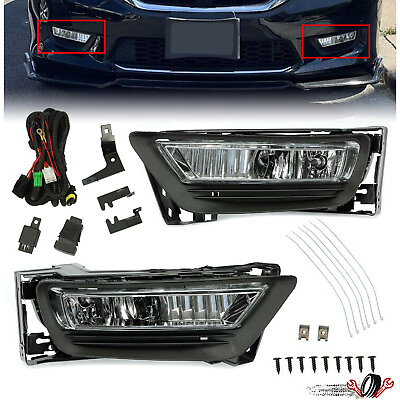 #ad LR Front Bumper Fog Lights Lamps Assembly For 2013 2015 Honda Accord Sedan 4Dr $42.86