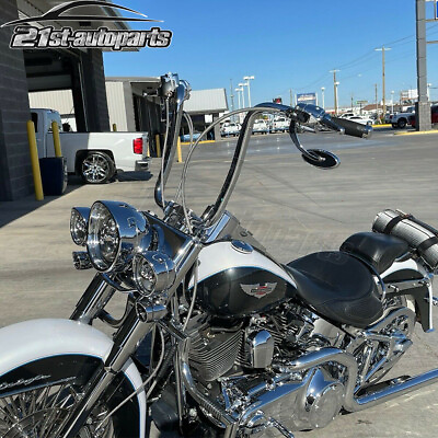 Chrome Rise 16quot; Gangster APE Cruved Handlebar For Harley Softail Road King Glide $139.99
