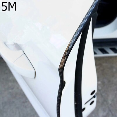 #ad 5M Carbon Fiber Car Door Moulding Rubber Scratch Protector Strip Edge Guard Trim $10.99