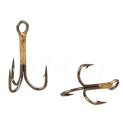 #ad Brown Fish Hook Sharpened Tackle Treble Hooks Size 2 4 6 8 10 Hook Fishing $5.68