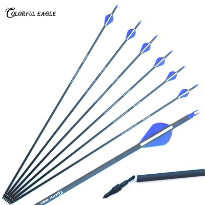 #ad pure Carbon Arrows 28 30 31 Inches Spine300 400 for Recurve Compound Bow Hunting $19.09