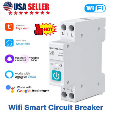 #ad WiFi Tuya Smart Circuit Breaker Switch 63A DIN Rail Smart Home Wireless Remote $18.49