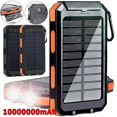 2022 Super 10000000mAh USB Portable Charger Solar Power Bank For Cell Phone $19.99