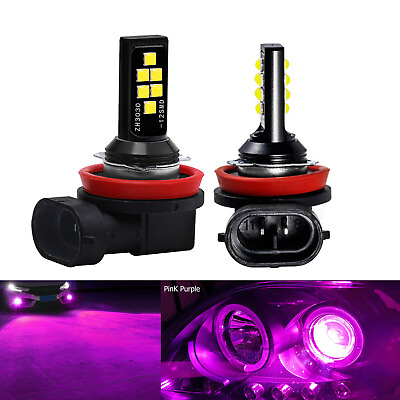 #ad 2x H8 H9 H11 LED Bulbs Fog Driving Lights DRL Lamp Pink Purple High Power $17.99