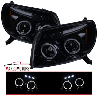 #ad Fits 2003 2005 Toyota 4Runner Sport Smoke Projector Headlights LED Halo Lamps $174.49