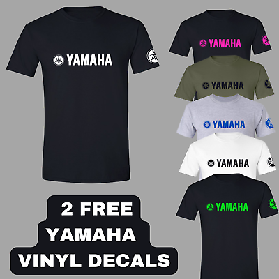#ad Yamaha Motorcycle Racing T Shirt with 2 FREE Vinyl Decals Sleeve Logo Motocross $21.95