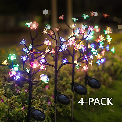 #ad 4 Pack Solar Outdoor Yard LED Flowers Lights Decorative Colored Solar Garden $24.99