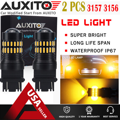 #ad 2X AUXITO 3157 4157 4057 LED Amber Yellow Turn Signal Blinker Corner Light bulb $13.20