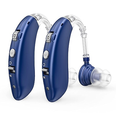 #ad 1 Pair Digital Hearing Aids Severe Loss Rechargeable BTE Sound Amplifier Blue $39.99