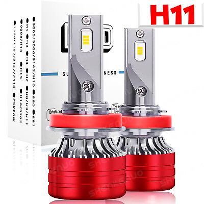 #ad Upgrade H11 H9 LED High Beam Headlight Bulbs Conversion Kit 6000K White 2pc 100w $26.37