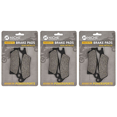 #ad NICHE Brake Pad Set for Can Am 705601015 Front Rear Left Semi Metallic 3 Pack $24.95