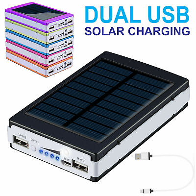 #ad 10000mAh Slim 2 USB Portable Battery Charger Solar Power Bank For Phone $14.99