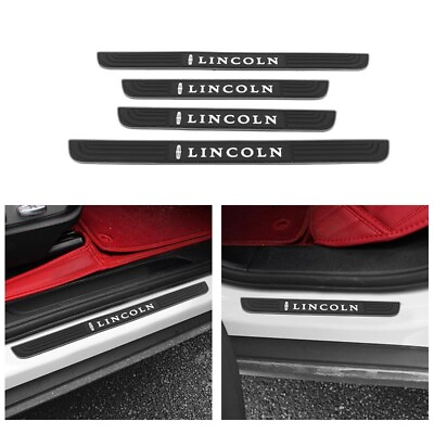 #ad 4Pc Black Rubber Car Door Scuff Sill Cover Panel Step Protector for LINCOLN $13.88
