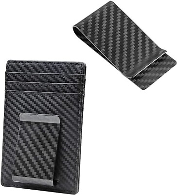 Money Clip Front Pocket Wallet Slim Carbon Fiber Wallet RFID Blocking Practical $18.30