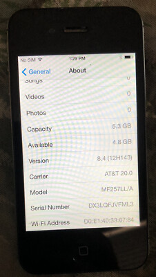 #ad Apple iPhone 4s Black ATT A1387 8GB GSM CDMA Very Good IOS 8.4 8.3 $29.88