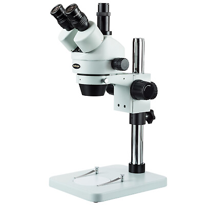 #ad AmScope 7X 45X Zoom Trinocular Stereo Microscope with Table Pillar Stand $347.99