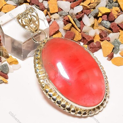 #ad Cherry Quartz Gemstone Pendant Handcrafted Silver Plated Unique Jewelry 2.05quot; $13.95