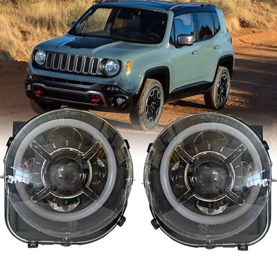 #ad LED Front Headlight with Halo Hi Low Beam Assembly For Jeep Renegade 2015 2022 $415.23