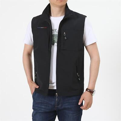 #ad New Men Outdoor Casual Vest Spring Summer Multi pockets Tactical Waistcoat Lar $34.32