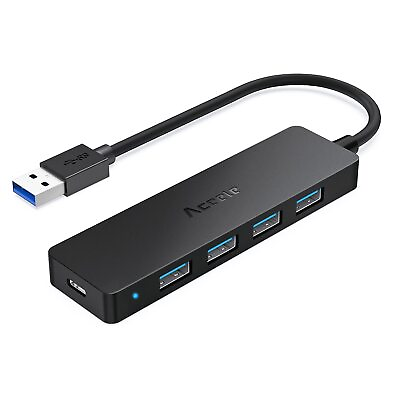 #ad 5 Port USB 3.0 Hub Ultra Slim USB Hub with USB C Powered Port Charging Monit... $12.76