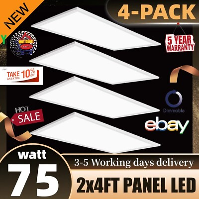 #ad 4 20PCS 2x4 Panel Troffer Edge Lit Flat 10 YR Warranty 24quot; x 48quot; 75W 8400 LM $238.28