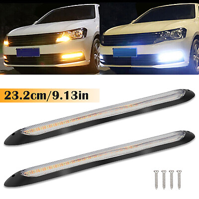 #ad 2pcs DRL LED Headlight Strip Lights Daytime Running Sequential Turn Signal Lamp $12.98