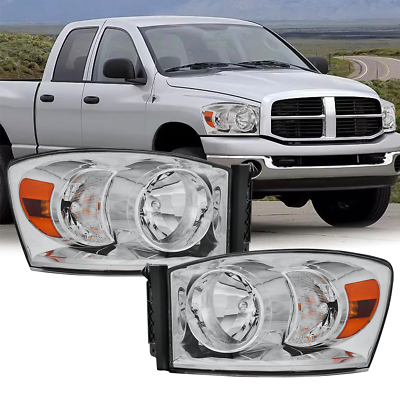 #ad 2PCS LHRH Chrome Headlights Kits For 2006 2007 2008 Dodge Ram 1500 2500 3500 $89.89