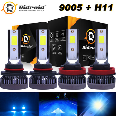 #ad 4PCS Combo 9005H11 ICE BLUE 8000K LED Headlight Bulbs Kit 3200W High Low Beam $15.98