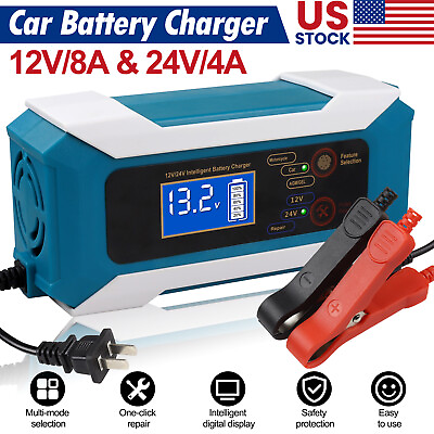 #ad Heavy Duty Car Battery Charger 12V 24V Smart Automatic Intelligent Pulse Repair $21.69