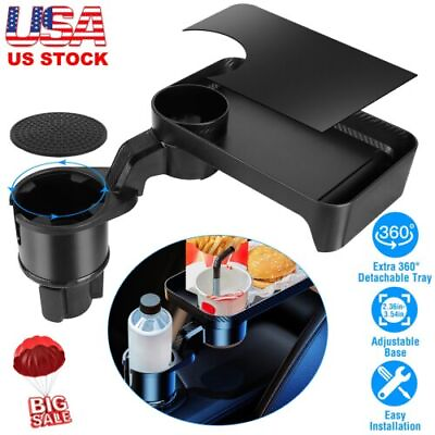 #ad 360° Rotating Car Travel Cup Coffee Holder Expander Mount Table Stand Food Tray $18.32