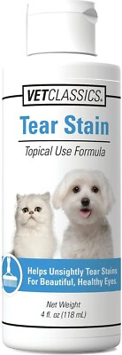 VetClassics Dog Cat Eye Tear Stain Gunk Remover Gentle Water Based 4oz Liquid $9.90
