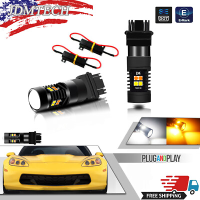 #ad For 05 13 Corvette C6 Front DRL Turn Signal Lights White Yellow LED 3157 Bulbs $24.99