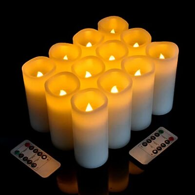 #ad Flameless Candles Battery Operated Real Wax LED Candles Set of 12 Battery Ope... $45.18
