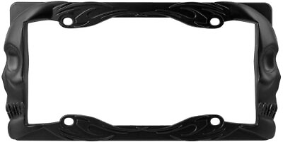 #ad 1 New Black Metal Skull License Plate Frame Car Steel Tag Holder I $19.76