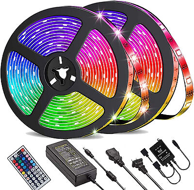 #ad New LED Strip Lights 100ft Music Sync 5050 RGB Room Light with Remote $26.99