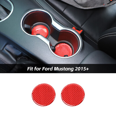 #ad Red Carbon fiber Center Cushion Cup Mat Trim for Ford Mustang 2015 Accessories $9.99