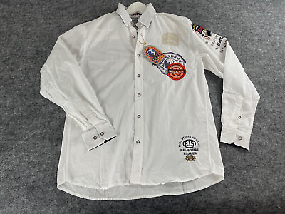 Para Jumpers Men’s Button up Shirt Large White Long Sleeve Embroidered N201 $79.90
