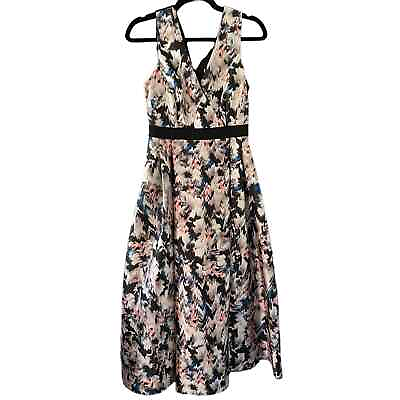 #ad LK Bennett Dr Juana Abstract Multicolor Gown Sleeveless Full Skirt Size 4 $199.99