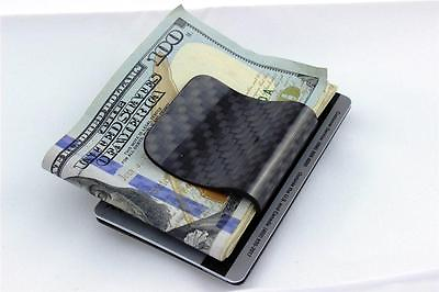 #ad Carbon Fiber RFID Blocking Double Sided Money Clip Card Holder Wallet W5 $39.99